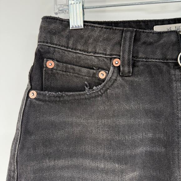 We The Free People Zip It Up Denim Mini Skirt Womens 26 Washed Black Distressed - Picture 6 of 9